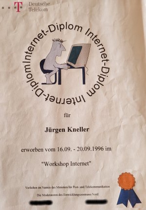 Bild mein Internetdiplom von 1996